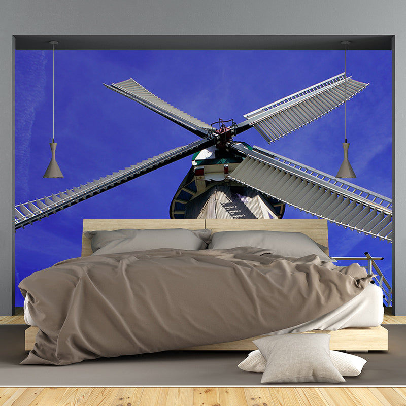 Room Wall Mural Wallpaper Small Town Windmill Mildew Resistant Wall Decor