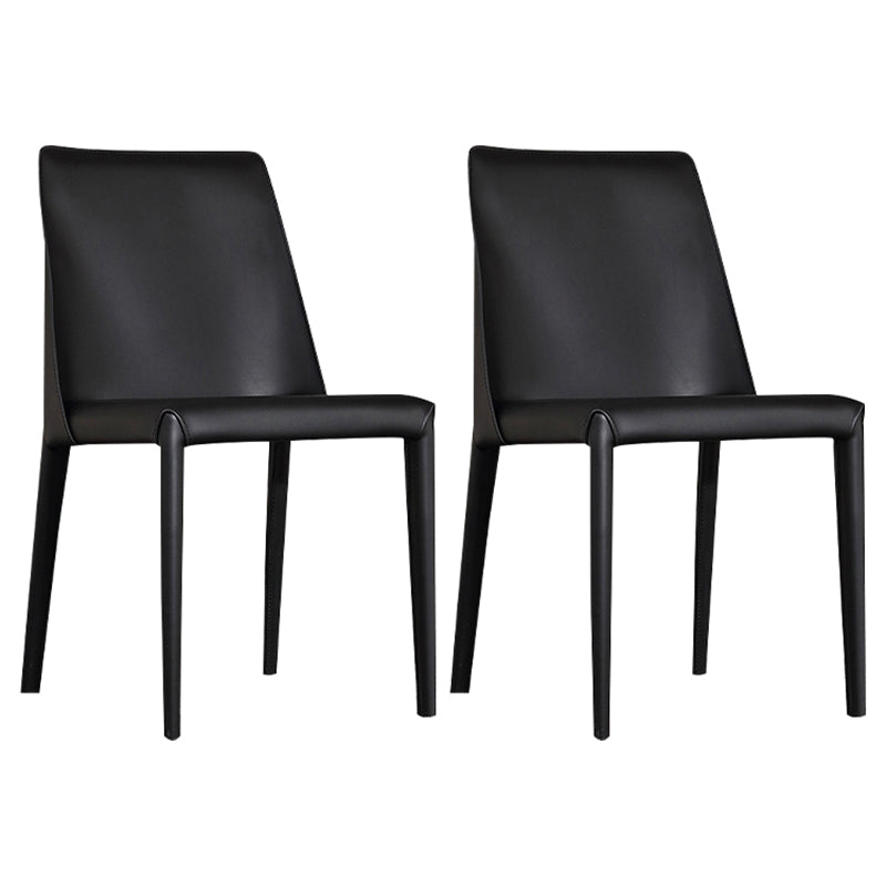 Modern Parsons Side Chair Matte Finish Leather Curved Armless Chair