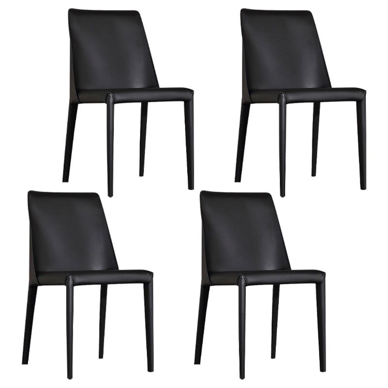 Modern Parsons Side Chair Matte Finish Leather Curved Armless Chair