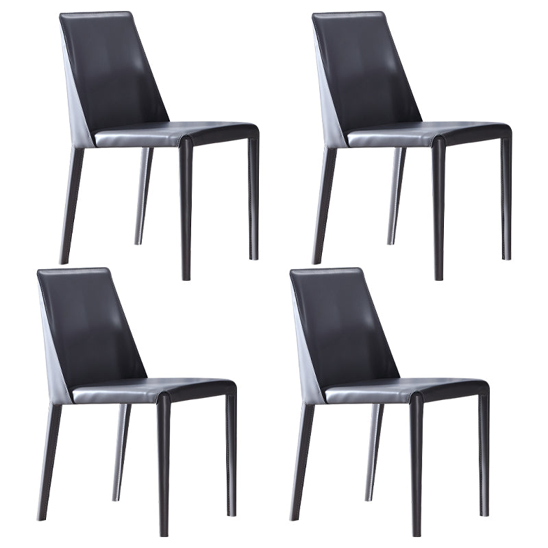 Modern Parsons Side Chair Matte Finish Leather Curved Armless Chair