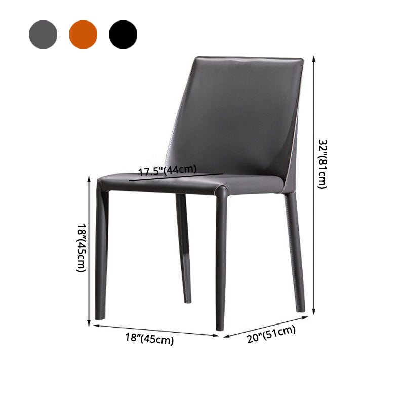 Modern Parsons Side Chair Matte Finish Leather Curved Armless Chair