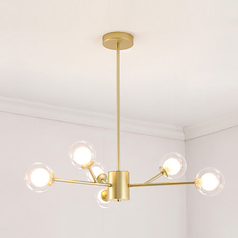 Modern Branch Pendant Light Glass Dining Room Chandelier Light Fixture in Brass