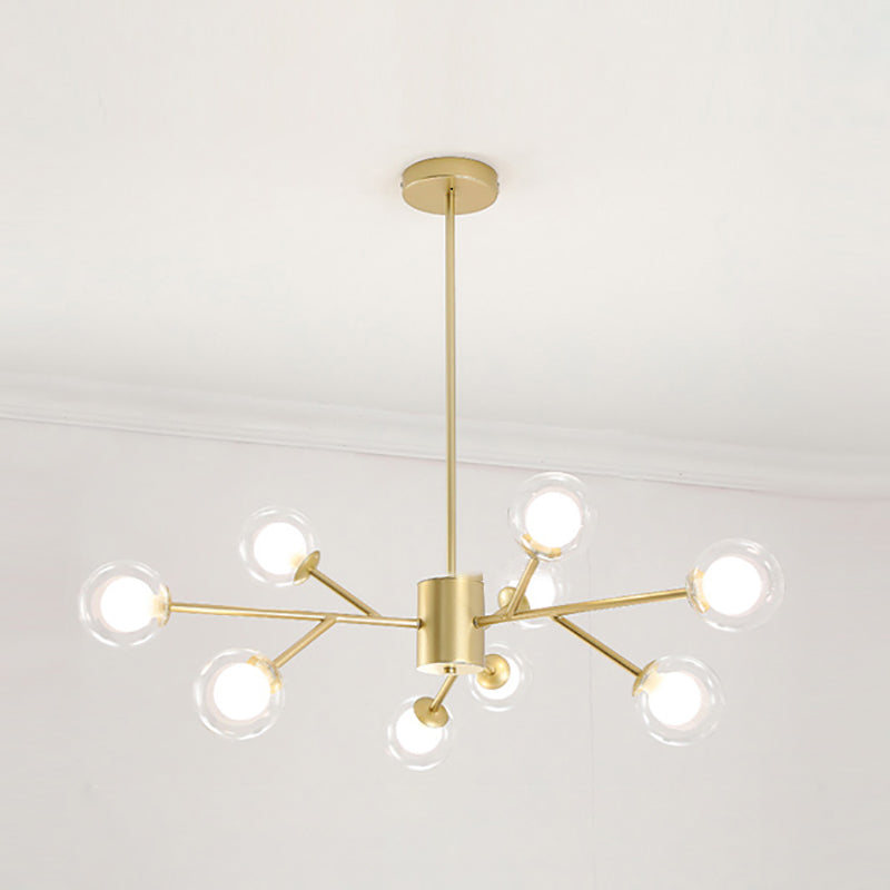 Modern Branch Pendant Light Glass Dining Room Chandelier Light Fixture in Brass