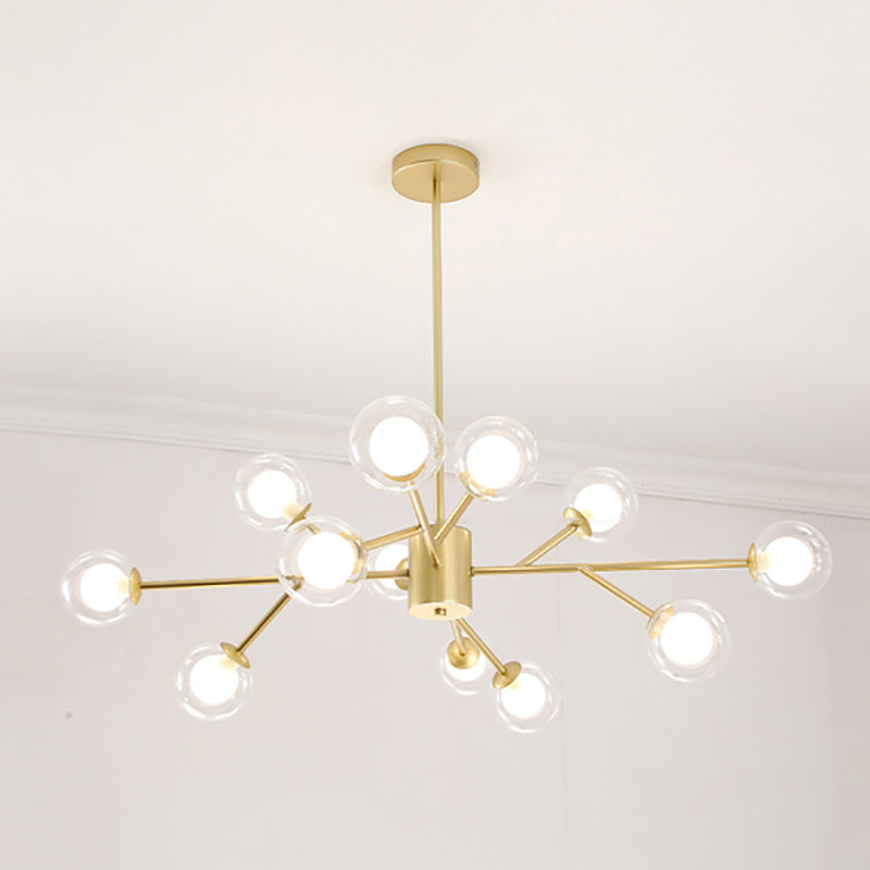 Modern Branch Pendant Light Glass Dining Room Chandelier Light Fixture in Brass