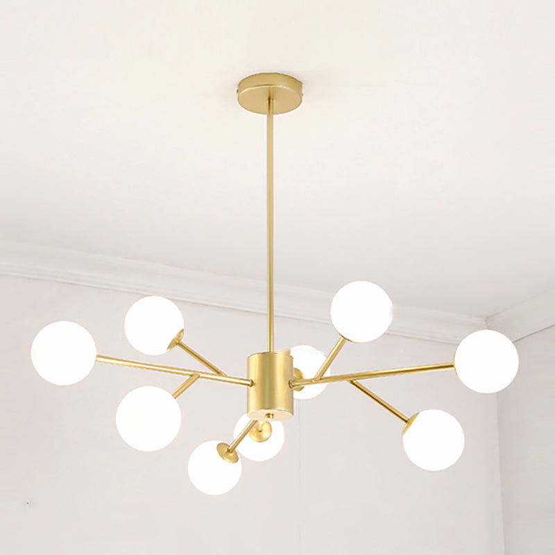 Modern Branch Pendant Light Glass Dining Room Chandelier Light Fixture in Brass