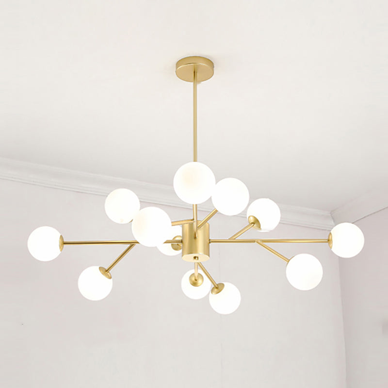 Modern Branch Pendant Light Glass Dining Room Chandelier Light Fixture in Brass