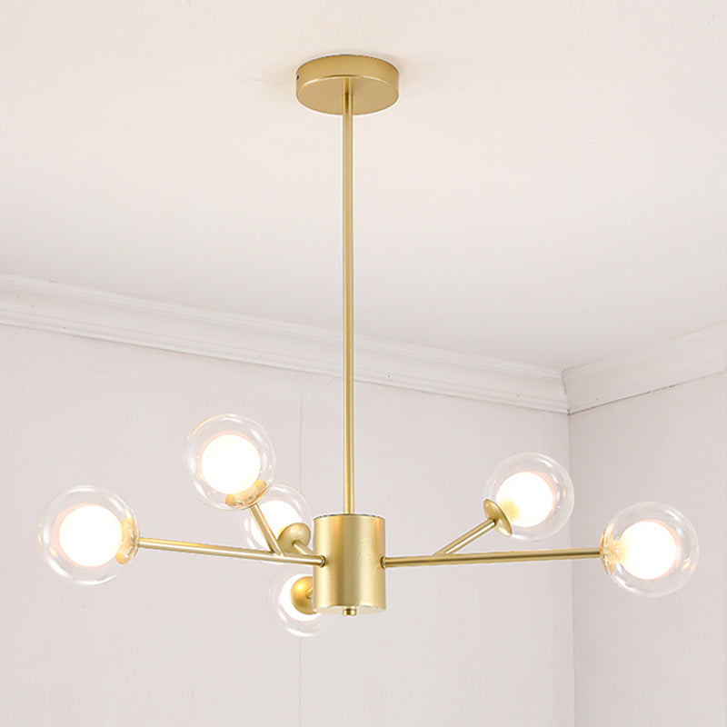 Modern Branch Pendant Light Glass Dining Room Chandelier Light Fixture in Brass