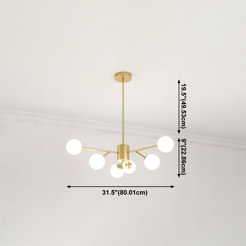 Modern Branch Pendant Light Glass Dining Room Chandelier Light Fixture in Brass