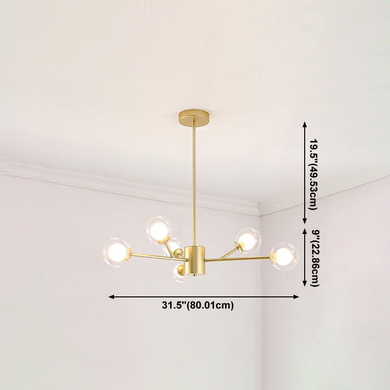 Modern Branch Pendant Light Glass Dining Room Chandelier Light Fixture in Brass