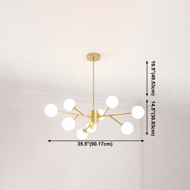 Modern Branch Pendant Light Glass Dining Room Chandelier Light Fixture in Brass