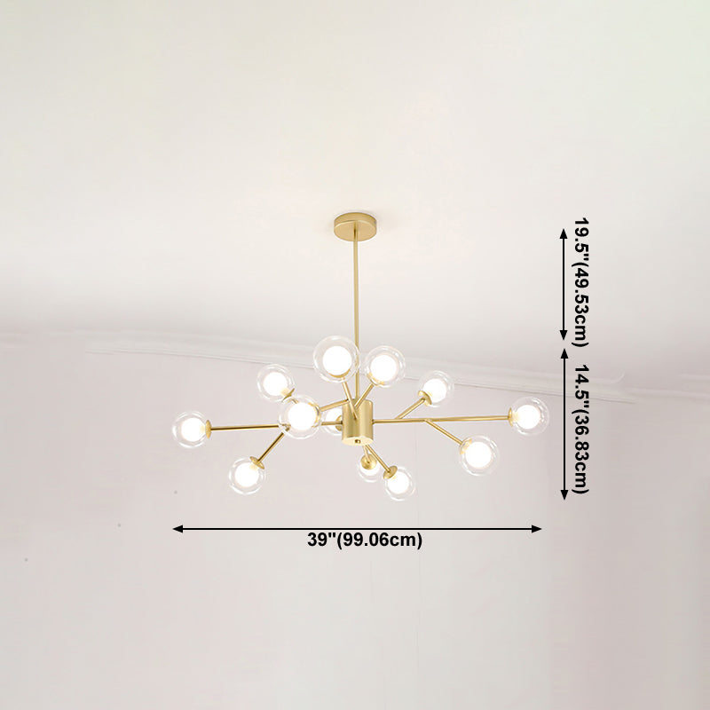 Modern Branch Pendant Light Glass Dining Room Chandelier Light Fixture in Brass