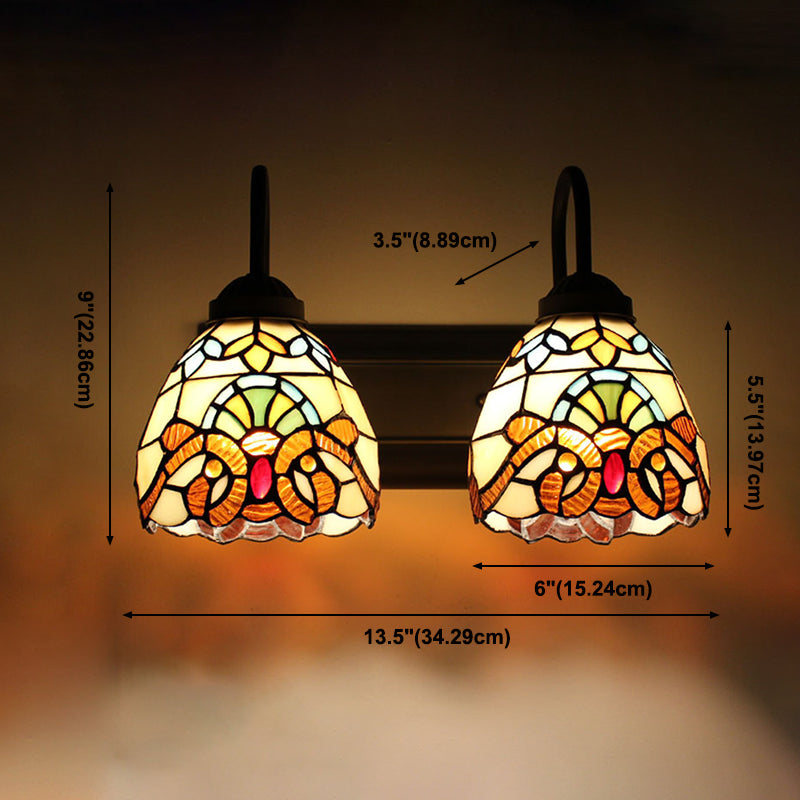 Tiffany Mirror Lamp Fixture European Style Mediterranean Mirror Lamp for Bedroom