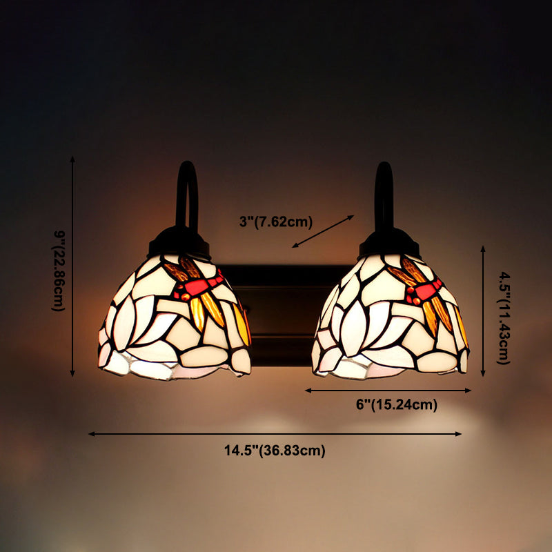 Tiffany Mirror Lamp Fixture European Style Mediterranean Mirror Lamp for Bedroom