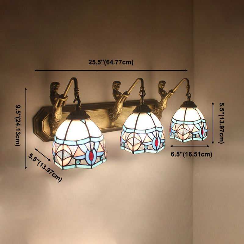 European Style Tiffany Mirror Light Fixture Bedroom Mediterranean Mirror Lamp