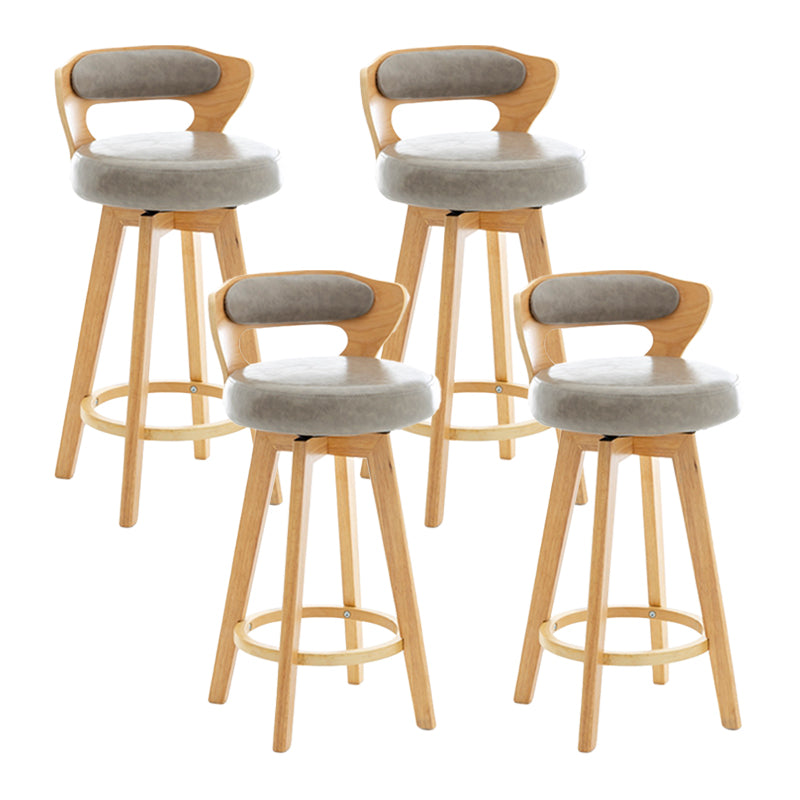 Contemporary Counter Round Bar Stool Armless Wood Bar Stool with Footrest