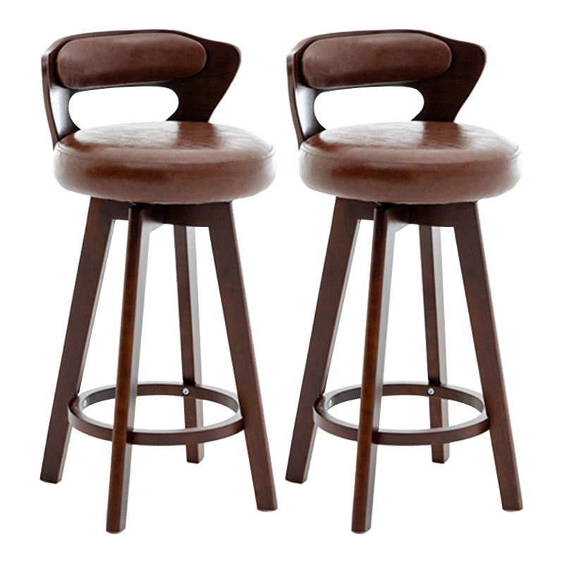 Contemporary Counter Round Bar Stool Armless Wood Bar Stool with Footrest