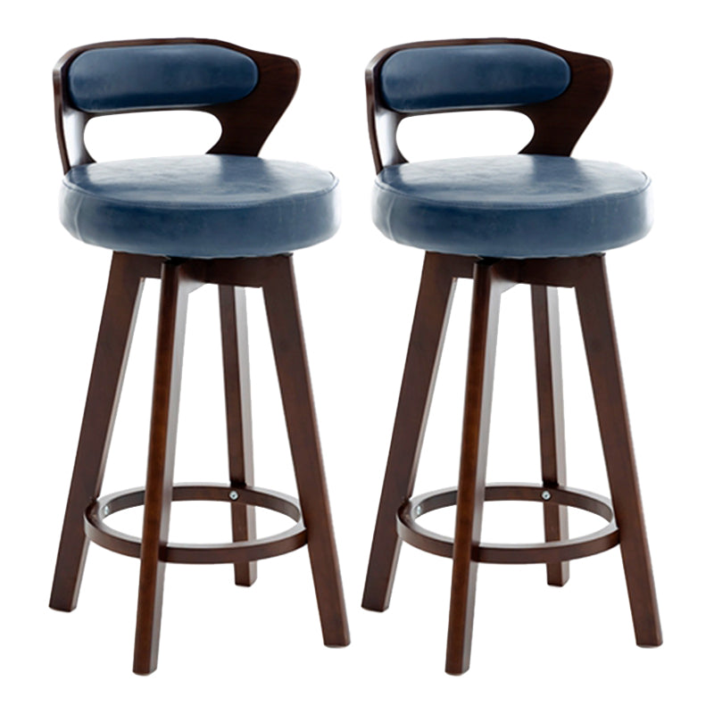 Contemporary Counter Round Bar Stool Armless Wood Bar Stool with Footrest