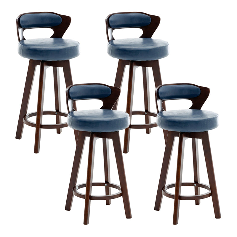 Contemporary Counter Round Bar Stool Armless Wood Bar Stool with Footrest