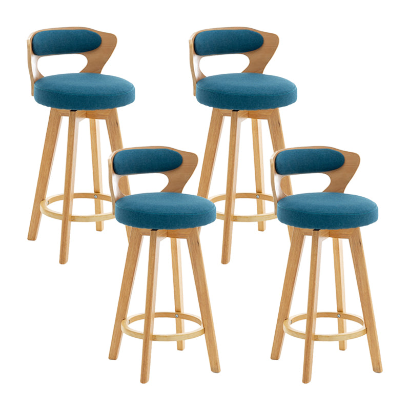 Contemporary Counter Round Bar Stool Armless Wood Bar Stool with Footrest