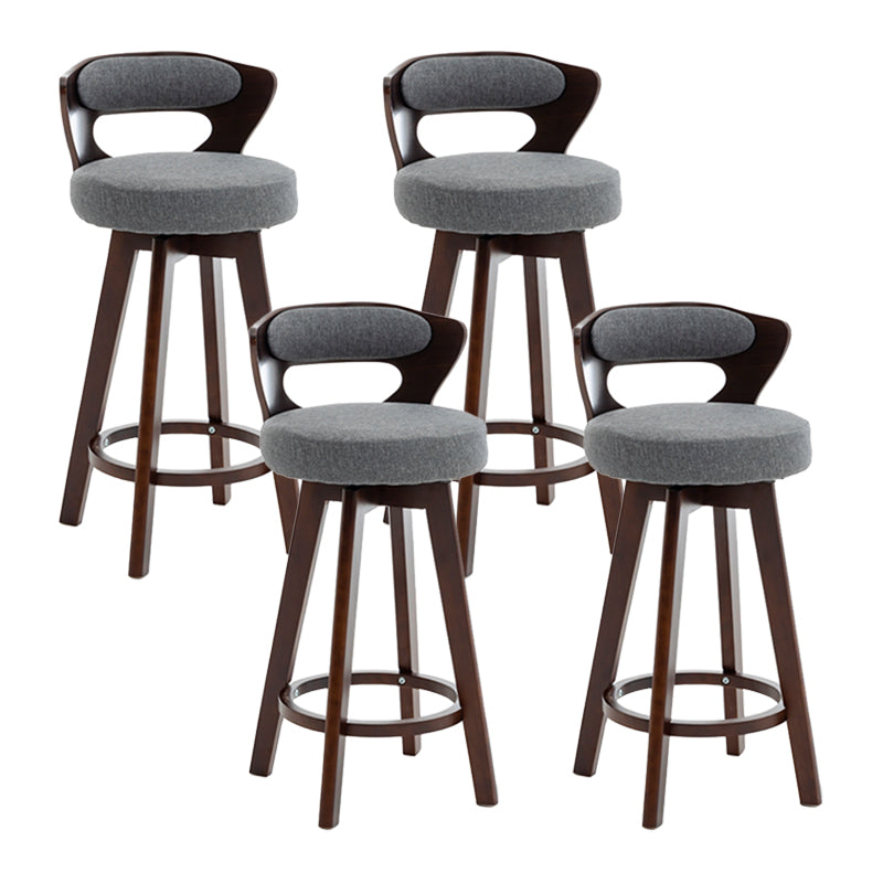 Contemporary Counter Round Bar Stool Armless Wood Bar Stool with Footrest