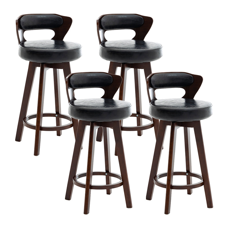 Contemporary Counter Round Bar Stool Armless Wood Bar Stool with Footrest