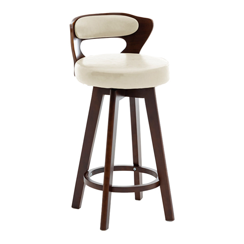 Contemporary Counter Round Bar Stool Armless Wood Bar Stool with Footrest