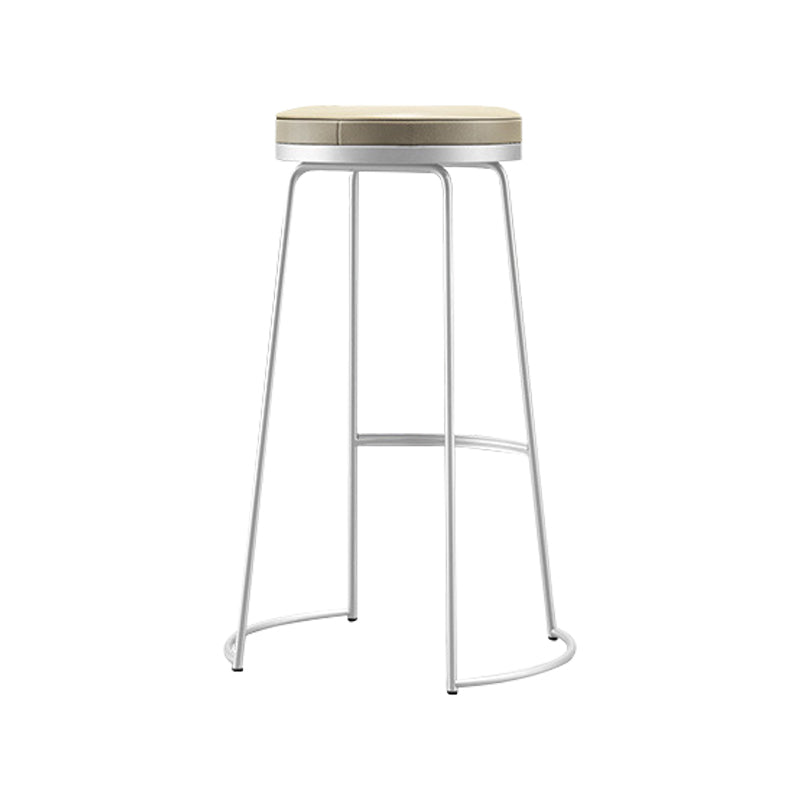 Modern Counter Round Bar Stool Armless Leather Backless Bar Stool with Footrest