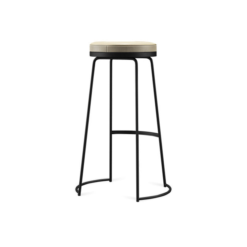 Modern Counter Round Bar Stool Armless Leather Backless Bar Stool with Footrest