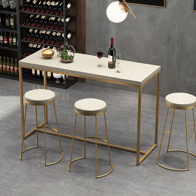 Modern Counter Round Bar Stool Armless Leather Backless Bar Stool with Footrest