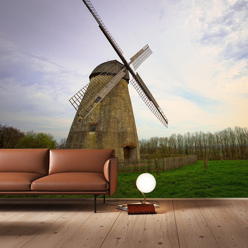Horizontal Photography Wallpaper Mural Windmill Sitting Room Wall Mural