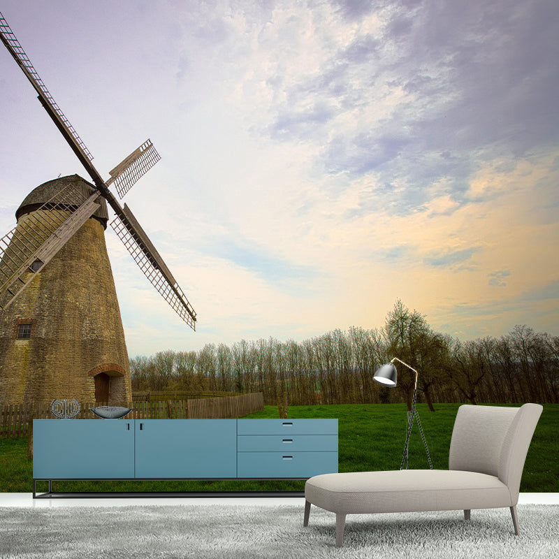 Horizontal Photography Wallpaper Mural Windmill Sitting Room Wall Mural