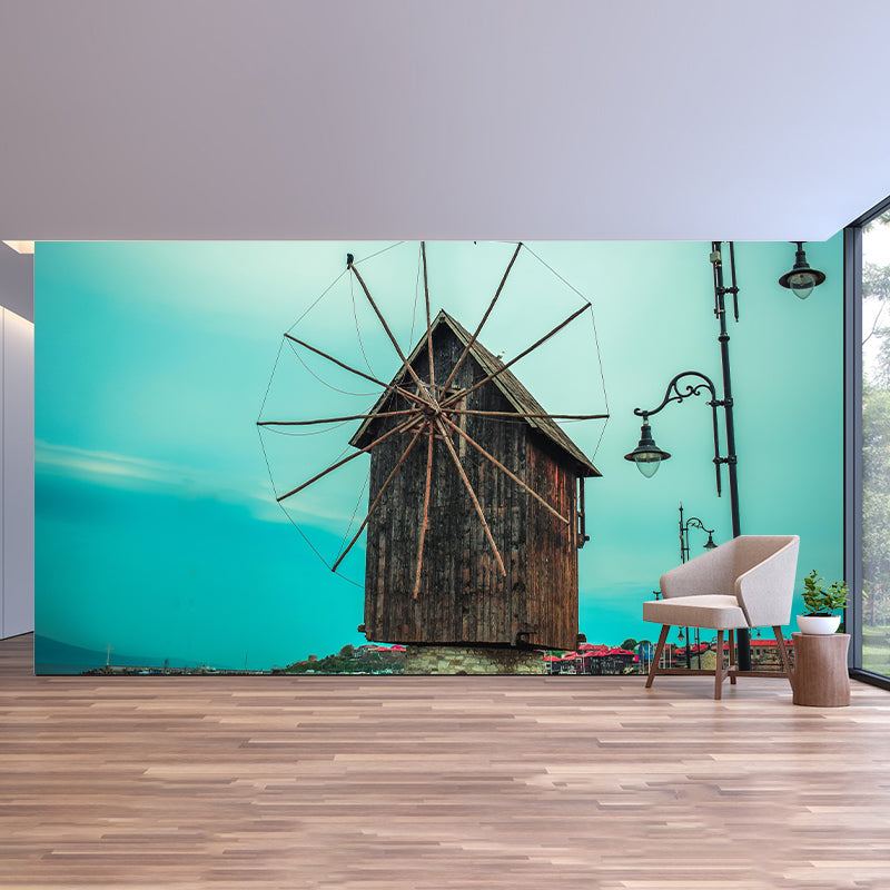 Horizontal Photography Wallpaper Mural Windmill Sitting Room Wall Mural