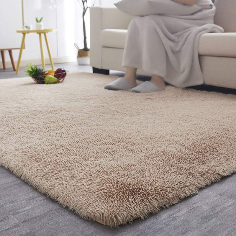 Rectangular Plush Carpet Non-Slip Backing Easy Care Rug Friendly Indoor Rug for Home