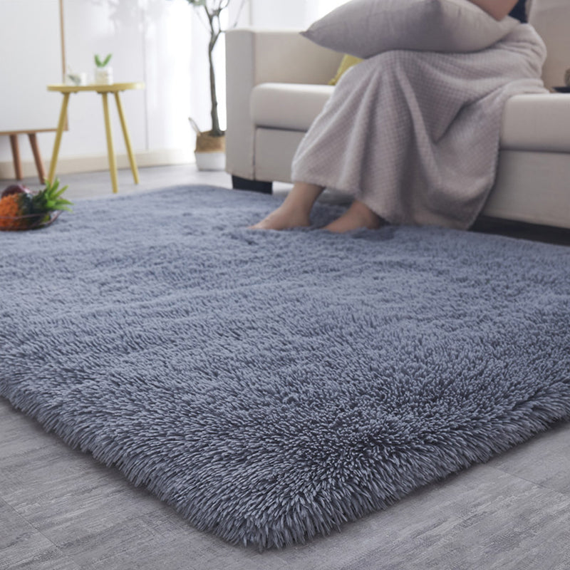 Rectangular Plush Carpet Non-Slip Backing Easy Care Rug Friendly Indoor Rug for Home