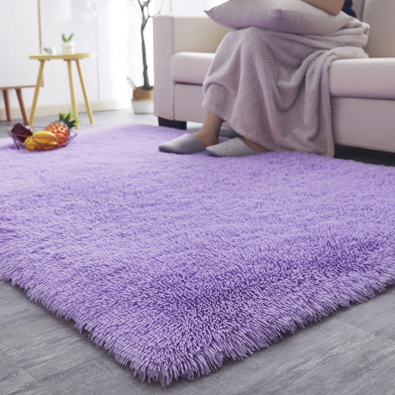 Rectangular Plush Carpet Non-Slip Backing Easy Care Rug Friendly Indoor Rug for Home