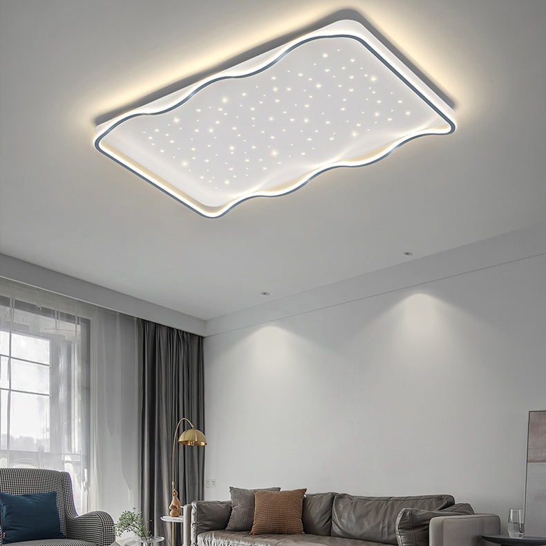 Geometry Shape Ceiling Lamp Modern Iron 2 Lights Flush Mount for Bedroom