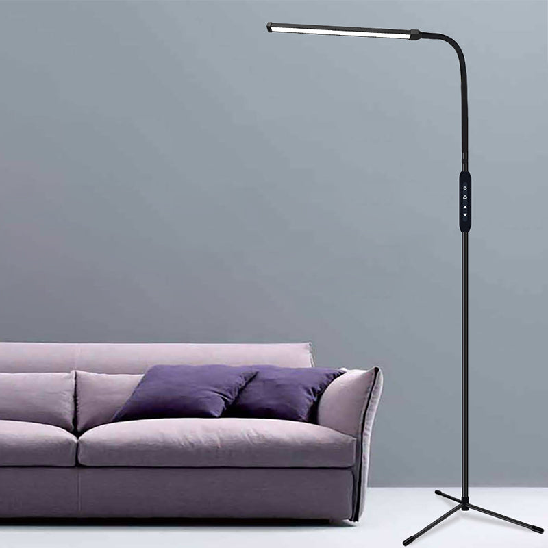 1 Light Linear Floor Lamps Modernism Metal Standard Lamps in Black for Living Room