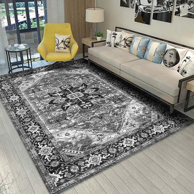 Orange Traditional Rug Polyester Graphic Rug Stain Resistant Rug for Living Room