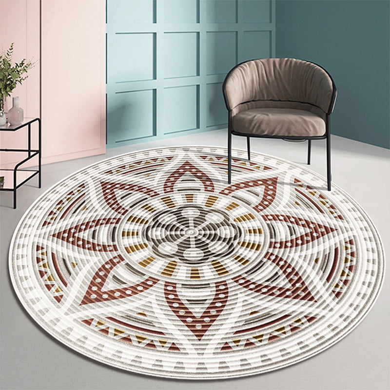 Printing Pattern Rug Polyester Round Carpet Non-Slip Backing Area Rug for Home Decoration