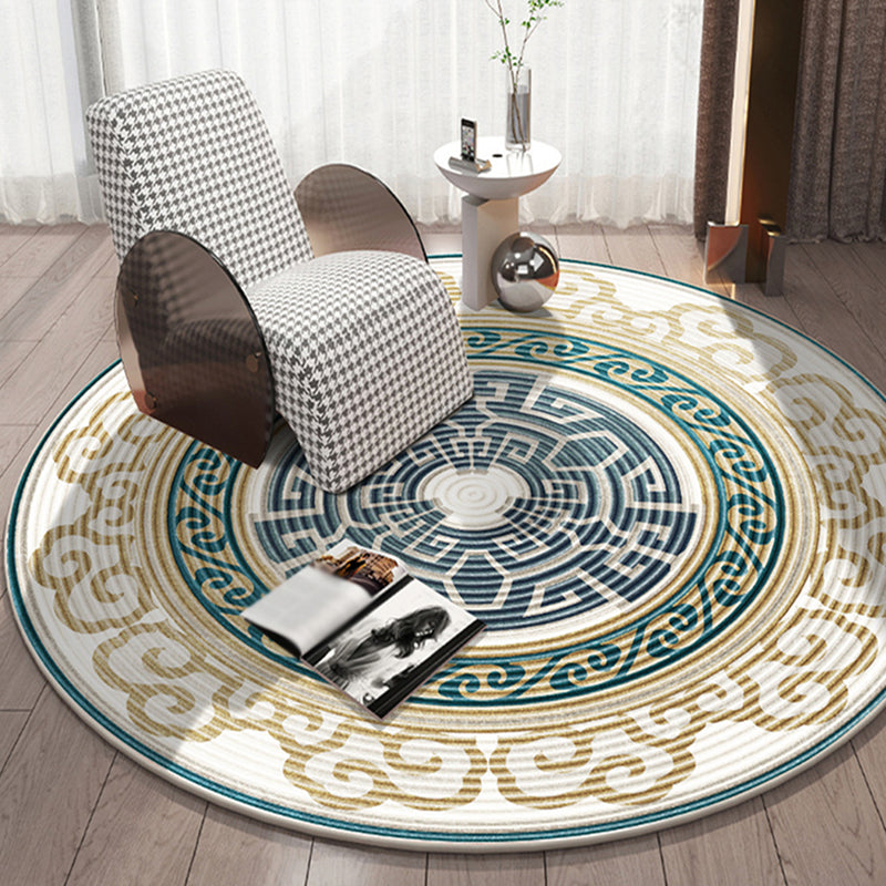 Printing Pattern Rug Polyester Round Carpet Non-Slip Backing Area Rug for Home Decoration