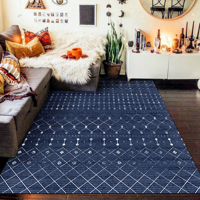 Blauer und Grauzone Teppich Polyester Stammesmuster Teppich Anti-Rutsch-Backing Teppich für Zuhause