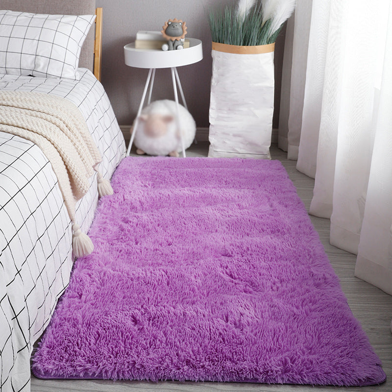 Modern Solid Color Plush Carpet Polyester Casual Rug Washable Rug for Sleeping Room