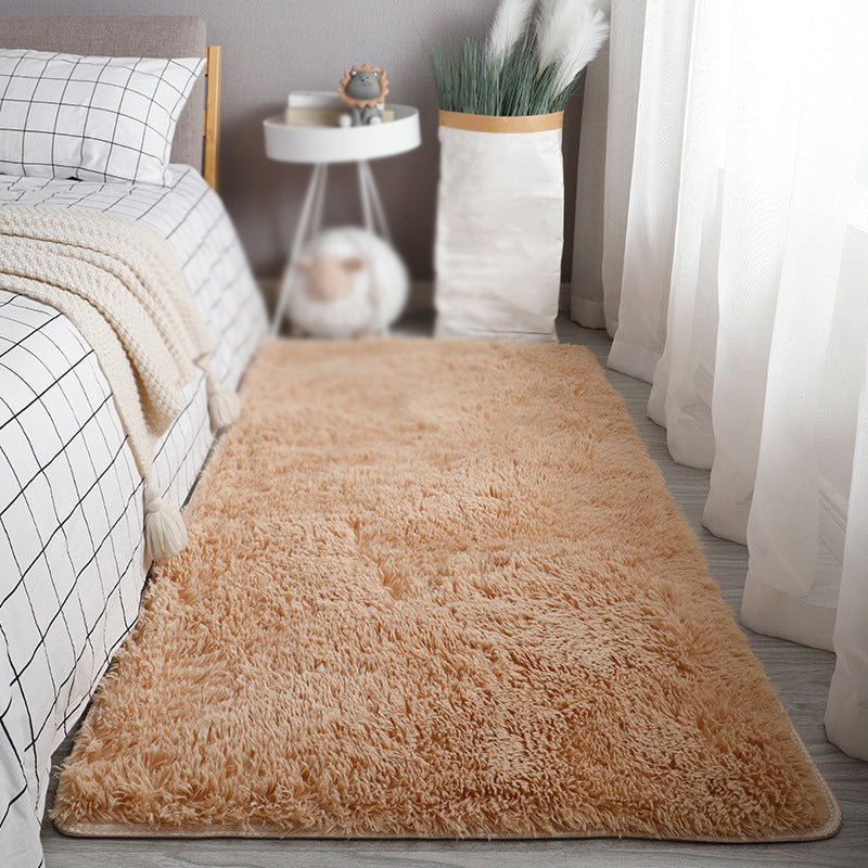 Tapis occasionnel de couleur moderne en peluche en peluche de couleur de tapis en polyester pour la chambre à coucher