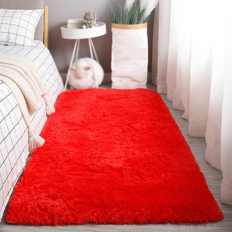 Tapis occasionnel de couleur moderne en peluche en peluche de couleur de tapis en polyester pour la chambre à coucher