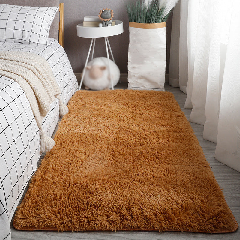 Tapis occasionnel de couleur moderne en peluche en peluche de couleur de tapis en polyester pour la chambre à coucher