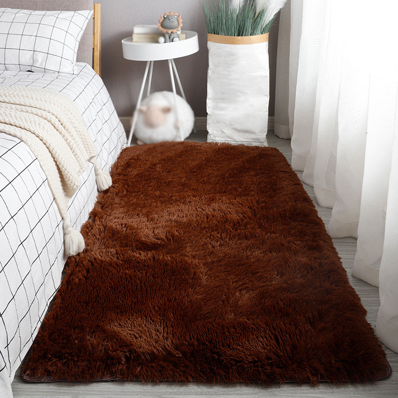 Tapis occasionnel de couleur moderne en peluche en peluche de couleur de tapis en polyester pour la chambre à coucher