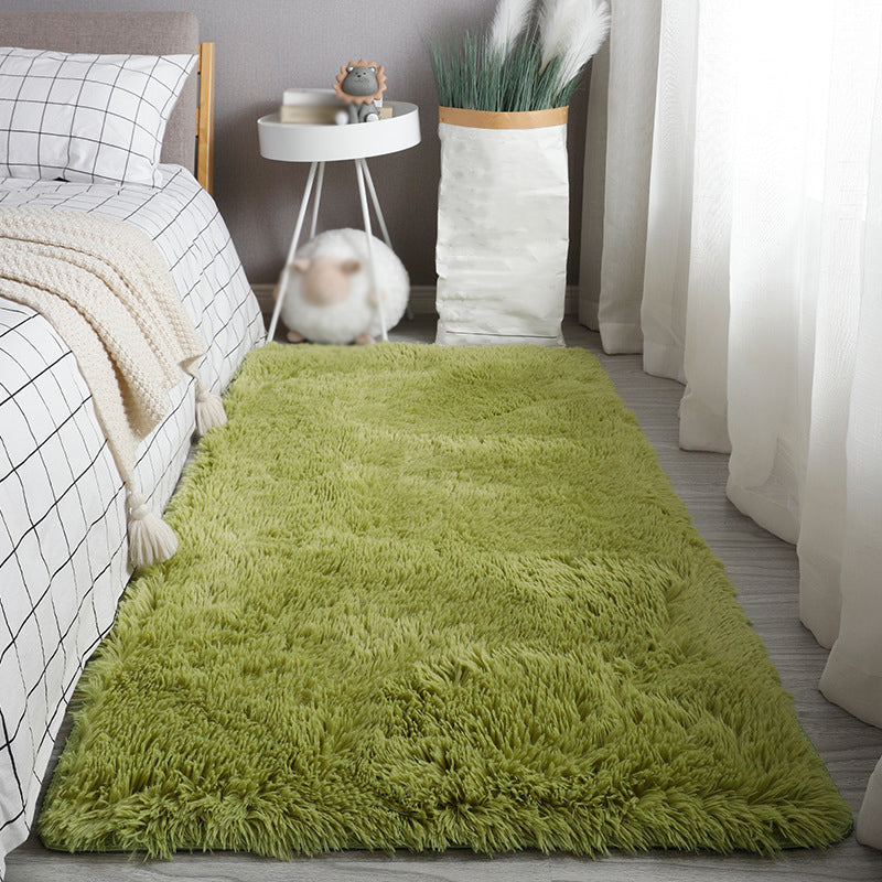 Tapis occasionnel de couleur moderne en peluche en peluche de couleur de tapis en polyester pour la chambre à coucher