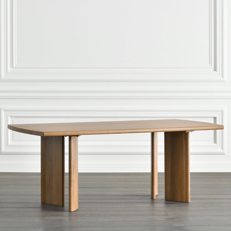 Rectangle Modern Dining Table Solid Wood Fixed Table with 4 Legs