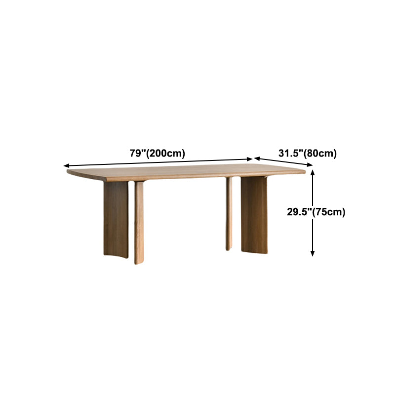 Rectangle Modern Dining Table Solid Wood Fixed Table with 4 Legs