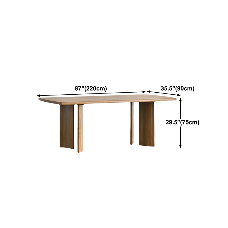 Rectangle Modern Dining Table Solid Wood Fixed Table with 4 Legs